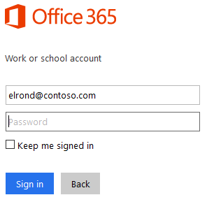 Office 365 Sing-In Screen