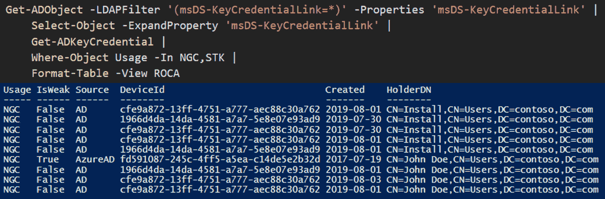 ROCA Vulnerable NGC Keys in Active Directory